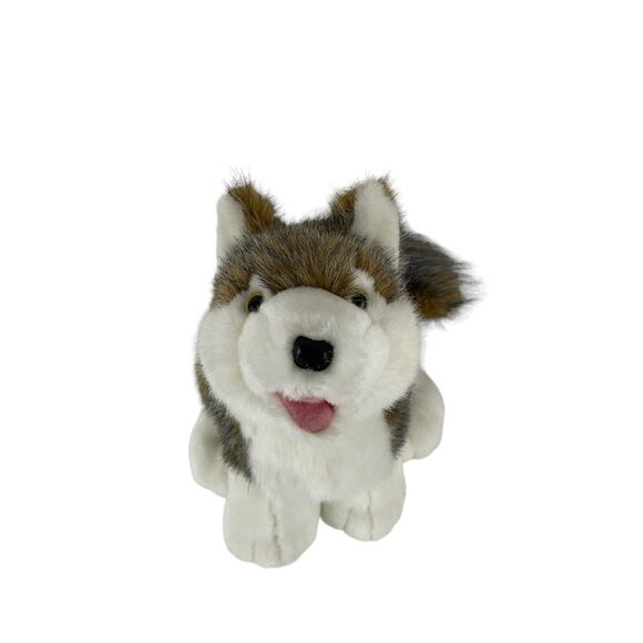 Cascade Toy Timber Wolf Plush 12" Howling Brown Husky Dog Yellow Eyes Realistic - Picture 5 of 8